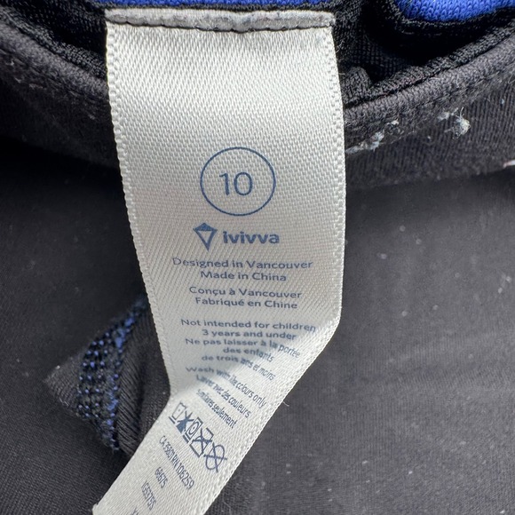 Ivivva by Lululemon Girls Reversible Leggings Black Royal Blue Size 10 - Picture 3 of 6